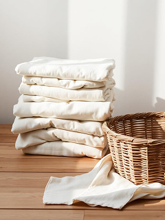 linens folded by basket